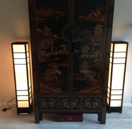 Nikko vloerlamp houten frame met Japans papier.H.120 cm.