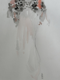 Aquarelle " Geisha in pastèl "