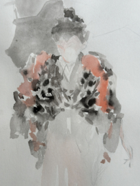 Aquarelle " Geisha in pastèl "