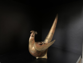 sculptuur van gepatineerd brons " Fazant" tevens geschikt als wierookbrander