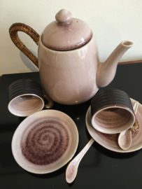 Thee / koffie setje in Japans celadon porselein met bambou