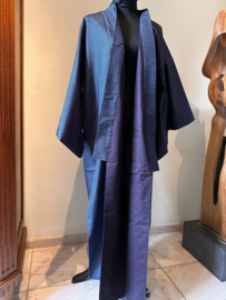 Zijden heren kimono "Indigo blauw"