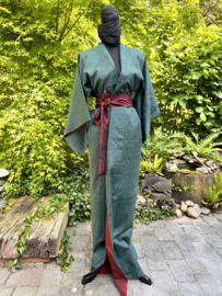 Kimono " Emerald Green " in volledig zijde