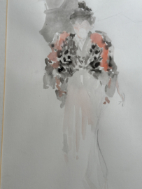 Aquarelle " Geisha in pastèl "