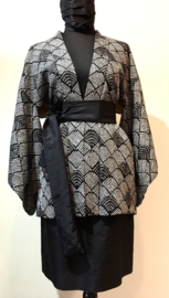 Zijden kimono "Waaiertjes in Shibori"