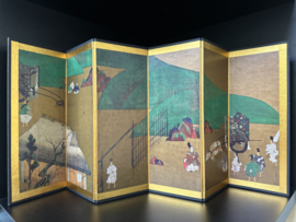 2 Japanse miniatuur kamerschermen " Scenes from the tale of Genji"