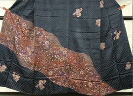 Zijden kimono "Nachtblauw met Shibori rand"