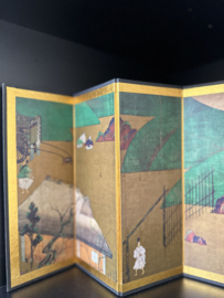 2 Japanse miniatuur kamerschermen " Scenes from the tale of Genji"