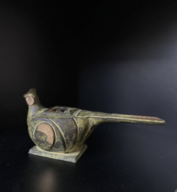 Sculptuur van gepatineerd brons " Fazant" tevens geschikt als wierookbrander