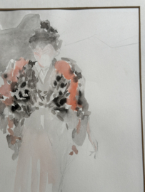 Aquarelle " Geisha in pastèl "