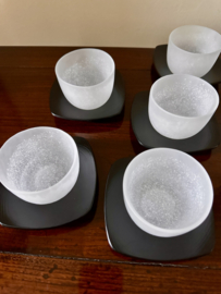 Set Theekommen Japans glas " Sneeuw-vlokjes  "