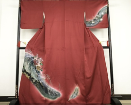 Zijden kimono " Pauw met pioenrozen"