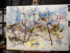 Olieverf op doek "Blowing in the Wind"
