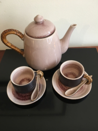 Thee / koffie setje in Japans celadon porselein met bambou