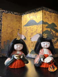 3 thee/hofdametjes , antieke Japanse popjes