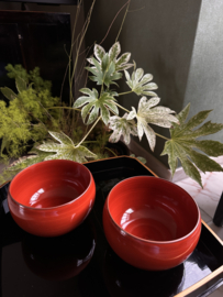 Fraaie Japans rode bowl van Aritia porselein H.10 cm ø 15 cm.
