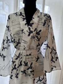 Katoenen kimono " Vliegende kraanvogels"