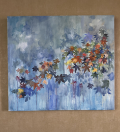 Olieverf op doek " Leafs in Blue "