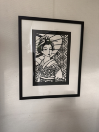 Japanse knipkunst " Geisha in kimono"