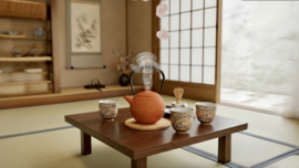 Orginele Japanse theepot in steenrood ( 0.9 liter )