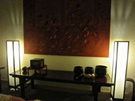 Japanse vloer lamp hout met verstevigd Japans papier H.120 cm