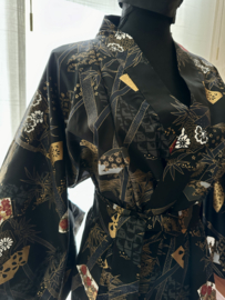 Kimono katoen " Japanse symbolen in zwart"