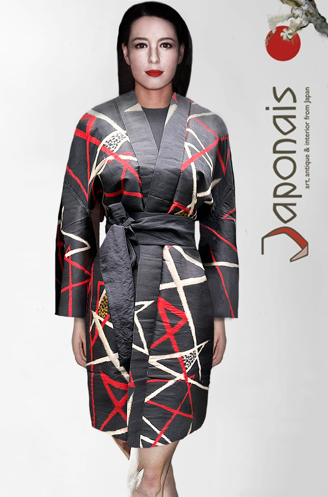 Zijden kimono jasje " Ikat met grafische motieven"