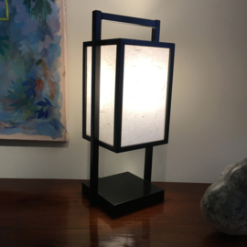 Lamp " Yotha" hout met verstevigd Japans papier 45 cm.H.