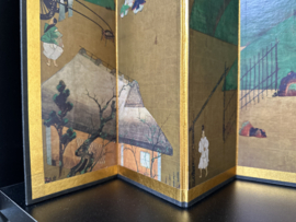 2 Japanse miniatuur kamerschermen " Scenes from the tale of Genji"