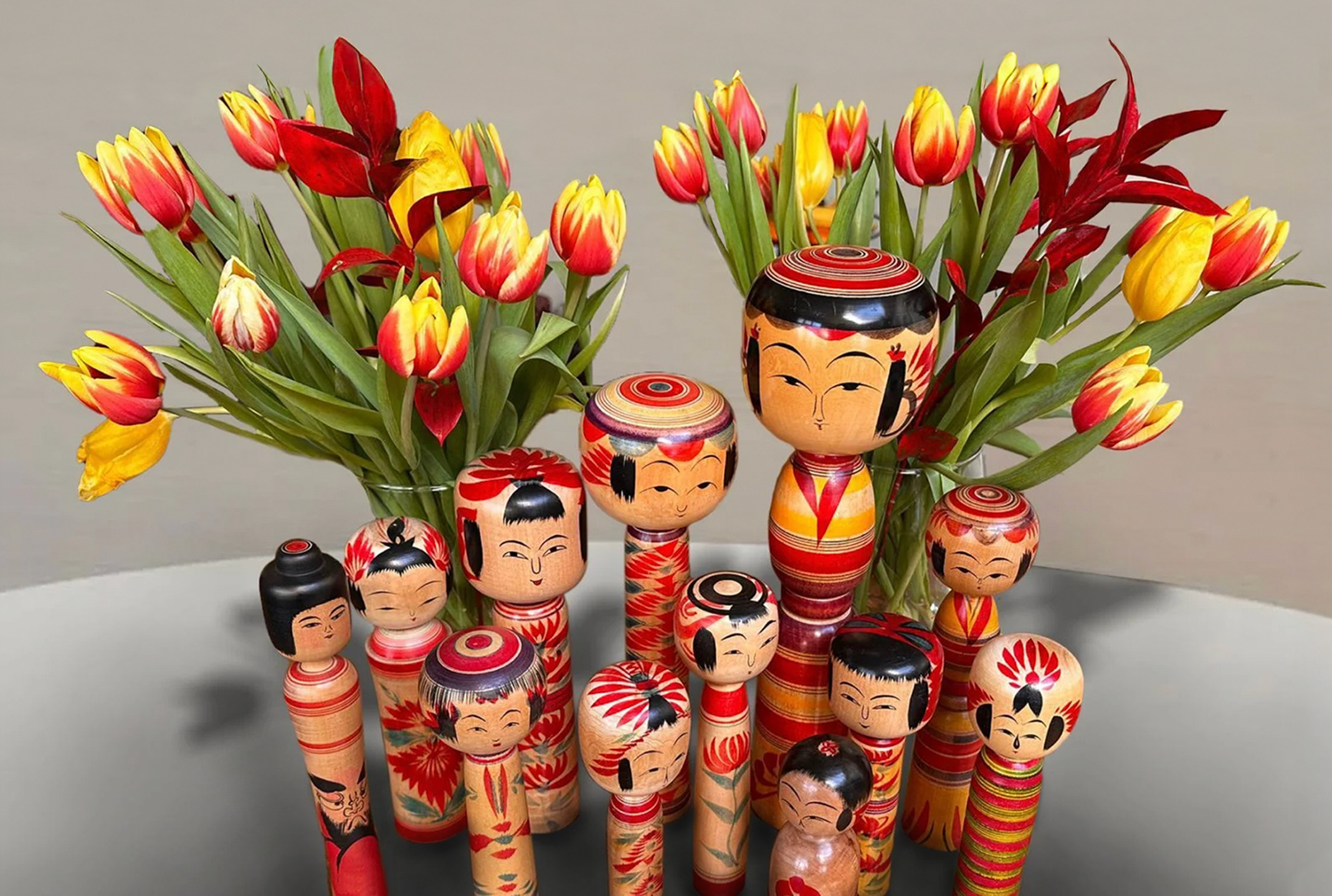 Kokeshi's and Tulips