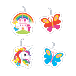 Unicorn taart kaarsjes set 4-delig