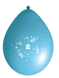 Ballonnen party licht blauw 2 jaar ø 33 cm. 6 st.