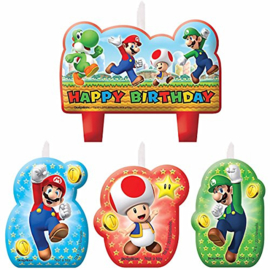 Super Mario Bros verjaardag taart kaarsjes 4 st.