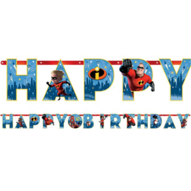 Disney The Incredibles 2 happy birthday leeftijd letterslinger 3,2 mtr.