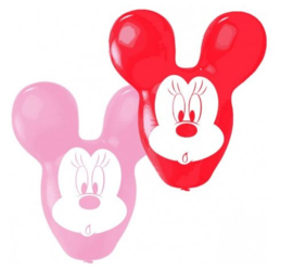 Disney Minnie Mouse ballonnen met oren rood/roze  55,8 cm. 4 st.