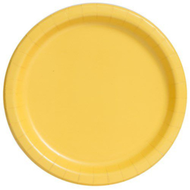 Gele wegwerp gebak-dessert bordjes ø 17,1 cm. 8 st.