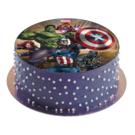 Avengers eetbare taart decoratie ø 16 cm.