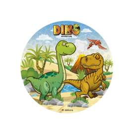 Dinosaurus eetbare taart decoratie ø 15,5 cm.