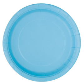 Licht blauwe wegwerp bordjes ø 21,9 cm. 8 st.