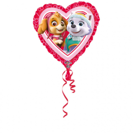 Paw Patrol Skye en Everest hart folieballon 43 cm.