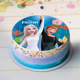 Disney Frozen eetbare taart decoratie Elsa en Anna ø 15,5 cm.