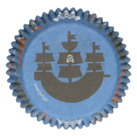 Piraten cupcake vormpjes donker blauw ø 5 cm. 48 st.