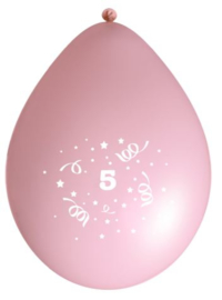 Ballonnen party roze 5 jaar ø 33 cm. 6 st.