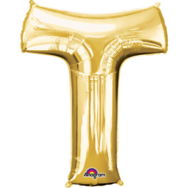 Folieballon letter T goud 66 x 81 cm. (Amscan)
