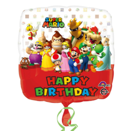 Super Mario Bros happy birthday folieballon 43 cm.