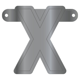 Banner letter X metallic zilver