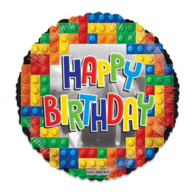 Lego Block happy birthday folieballon ø 46 cm.