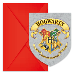 Harry Potter uitnodigingen Hogwarts Houses 6 st.
