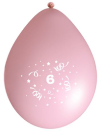 Ballonnen party roze 6 jaar ø 33 cm. 6 st.