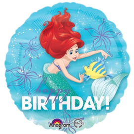 Disney Princess Ariel happy birthday folieballon ø 43 cm.